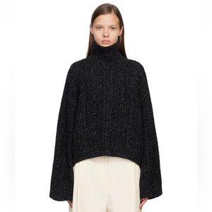 Toteme Cable Knit Turtleneck in Black